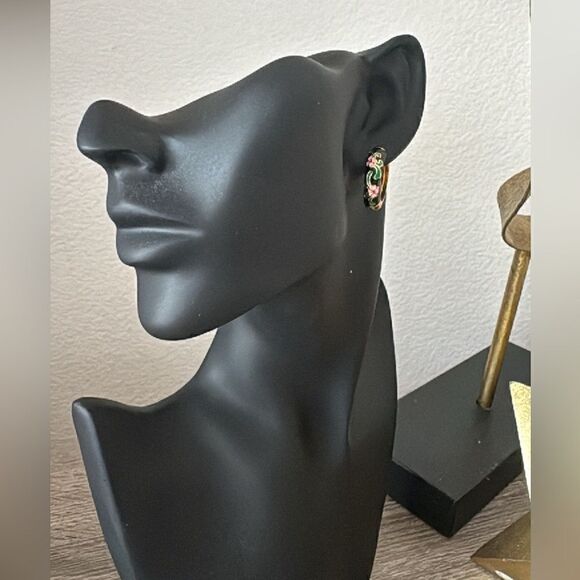 Bohemian Black hoop earrings A404 - Picture 4 of 4